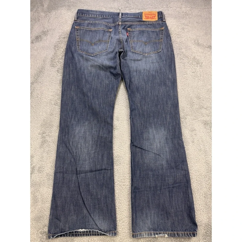 Levis 527 Jeans Men 36x32 Blue Slim Boot Distressed Whisker Denim Cowboy Western